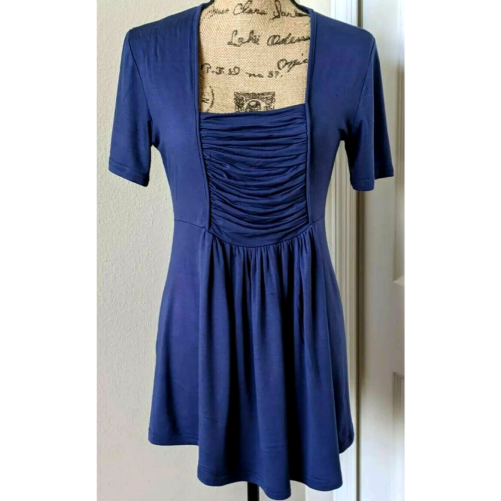 Oyanus Tunic Top Short Sleeve Stretch Ruched